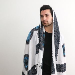 Authentic Indonesian Sarong (WHT/BLU/BLK - Unisex)